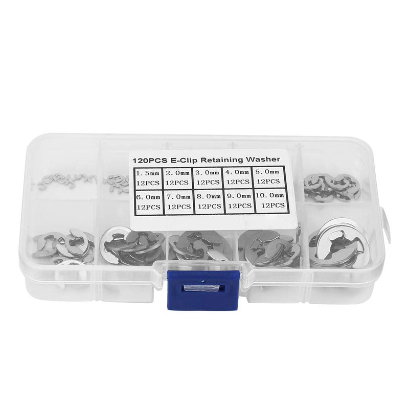 EClip Retaining Washers, 304 Stainless Steel Resistance and Oil Resistance Silver Circlip Kit for Shaft Groove of Machine