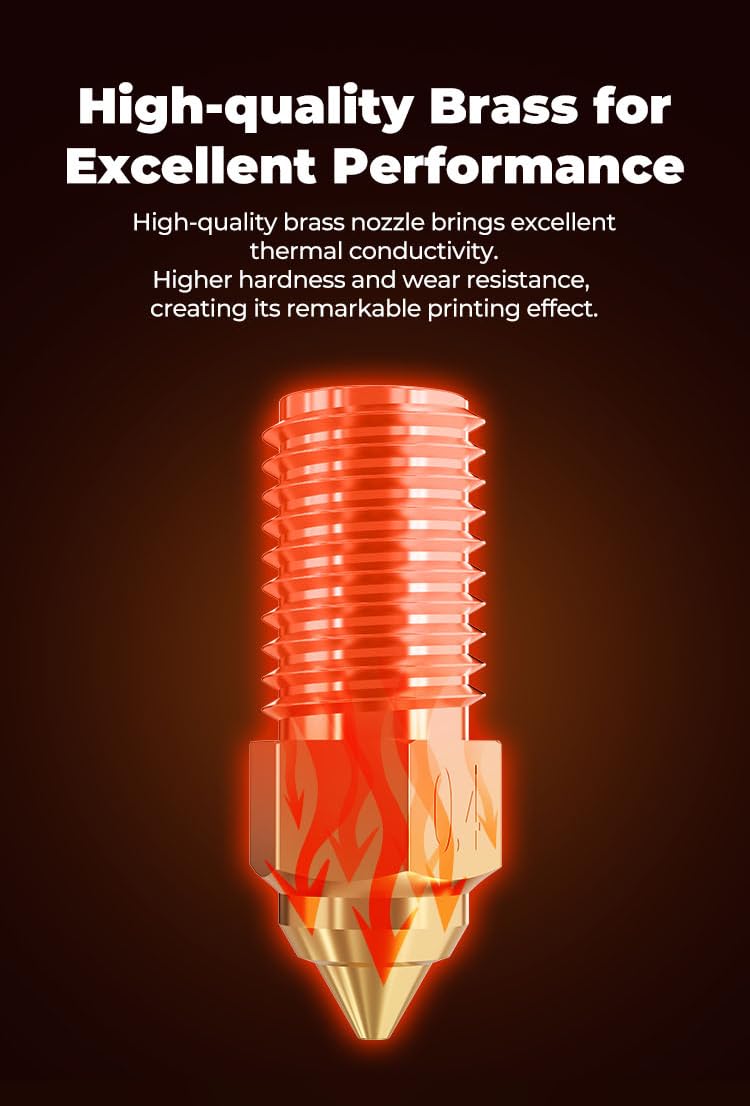Creality Upgraded Ender-3 V3 SE High-Speed Brass Nozzle Kit (8PCS), 3D Printer Accessories Extruder Nozzle for Ender-7/Ender-5 S1, High Hardness, 0.25mm x1, 0.4mm x 4, 0.6mm x 2, 0.8mm x 1