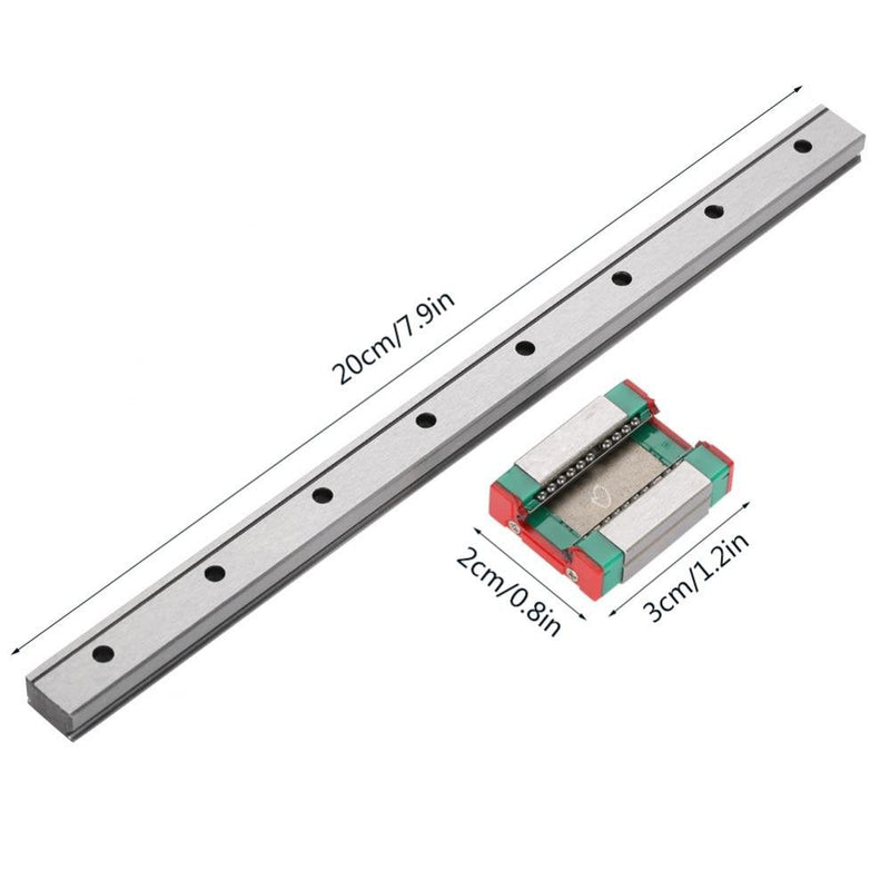 LML12B Linear Rail 12mm Mini Bearing Steel Rail Slide Rail+ Slide Block Variety Length (200mm) 200MM
