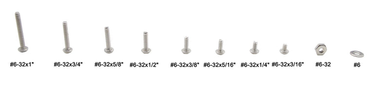 #6-32 UNC Stainless Steel Phillips Pan Head Machine Screws Nuts Flat Washers Assortment Kit #6-32UNC
