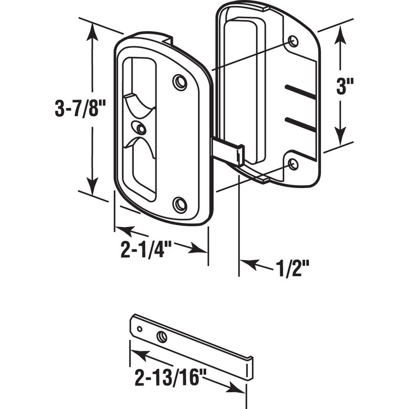 Prime-Line A 186 Black Plastic Sliding Screen Door Latch and Pull, Alumilite (Single Pack) 3-7/8 in.