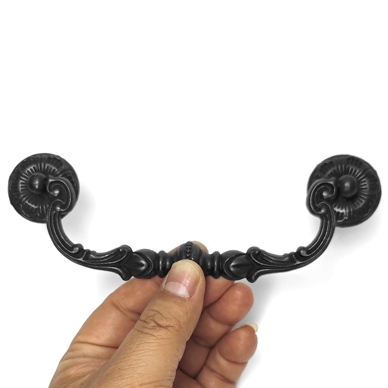 4-Pack 5.25" C-C Bail Drawer Pull Drop Dresser Handle Cabinet Pull Knob Hardware Vintage Style Antique Black 5 1/4" 135mm Centers (Antique Black,4) 4