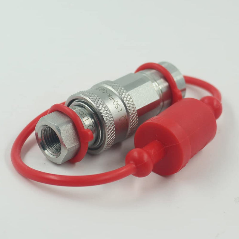 LSQ-PK-02 1/4" NPT Ag ISO 5675 Poppet Pioneer Style Hydraulic Quick Connect Coupler, w/Red Dust 2 Sets Ag Poppet 1/4'' NPT 2Sets