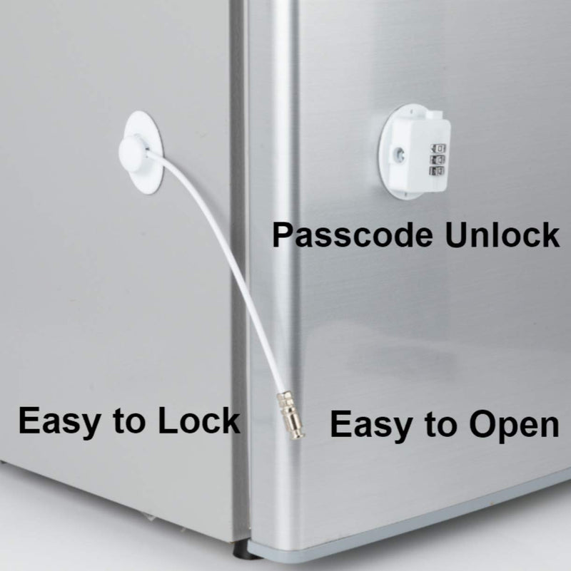 3 Pack Refrigerator Lock Combination Coded Fridge Lock Freezer Child Safety Lock Door Lock with Strong Adhesive No Keys Need White 3