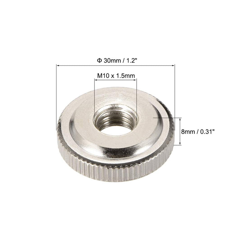 uxcell Round Knurled Thumb Nuts Conector Lock Adjusting Nuts, M10 Female Threaded Thin Type, Nickel Plated, Pack of 10