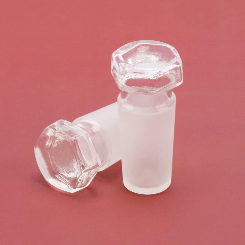 BorinGlass Hex Head Hollow Glass Stopper, (10-Pack) Hexagonal Head Glass Lab Hollow Stopper for 24/40 Standard Taper Joint Stopper Outer Joint Glass with Closed Bottom 24/40 Joint