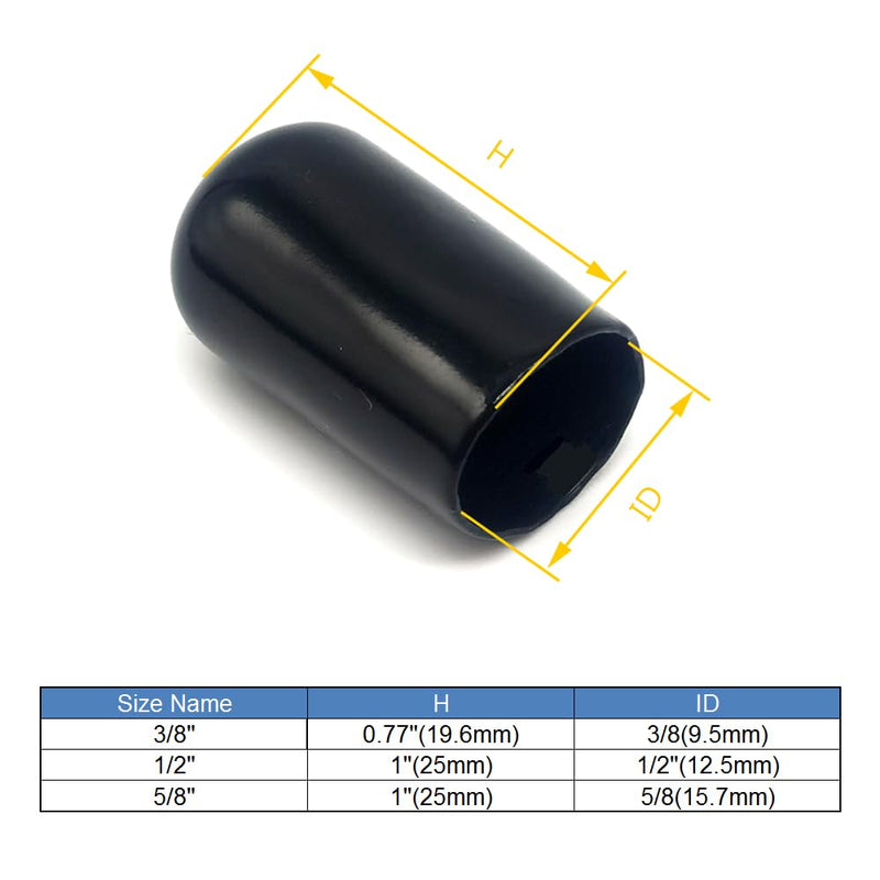 50 Pieces Rubber End Caps 3/8" Vinyl End Caps Bolt Screw Covers Thread Protectors, Round Flexible Rubber Screw Covers Bolt Caps 50 3/8"