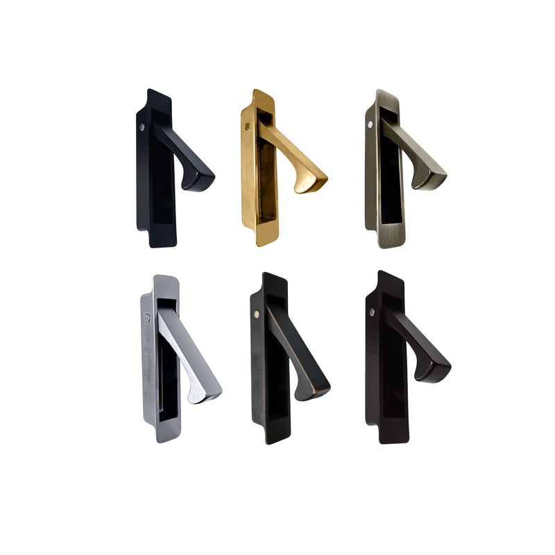 QCAA Forged Solid Brass Edge Pull, Sliding Pocket Door Pull Handle, Antique Brass, 2 Pack, Made in Taiwan