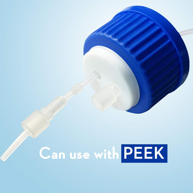 Ks-Tek 1pcs Blue GL45 Safety Cap with Two Holes,3 hose coupler for 1/8"(2.4-3.2mm) I.D. tubing
