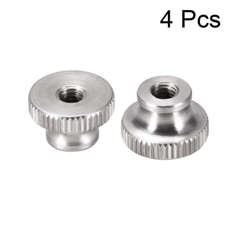 uxcell Knurled Thumb Nuts, 4Pcs M5x0.8mm 304 Stainless Steel Round Knobs Fasteners for 3D Printer Parts, Silver Tone