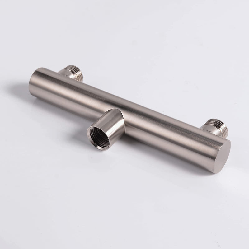 Shower Head Manifold with Double Outlet and Shut Off Valves for Dual Sprayer Showering System,Can Connect Two Showerheads,Brushed Nickel,STN02 5.9-inch Brushed Nickel