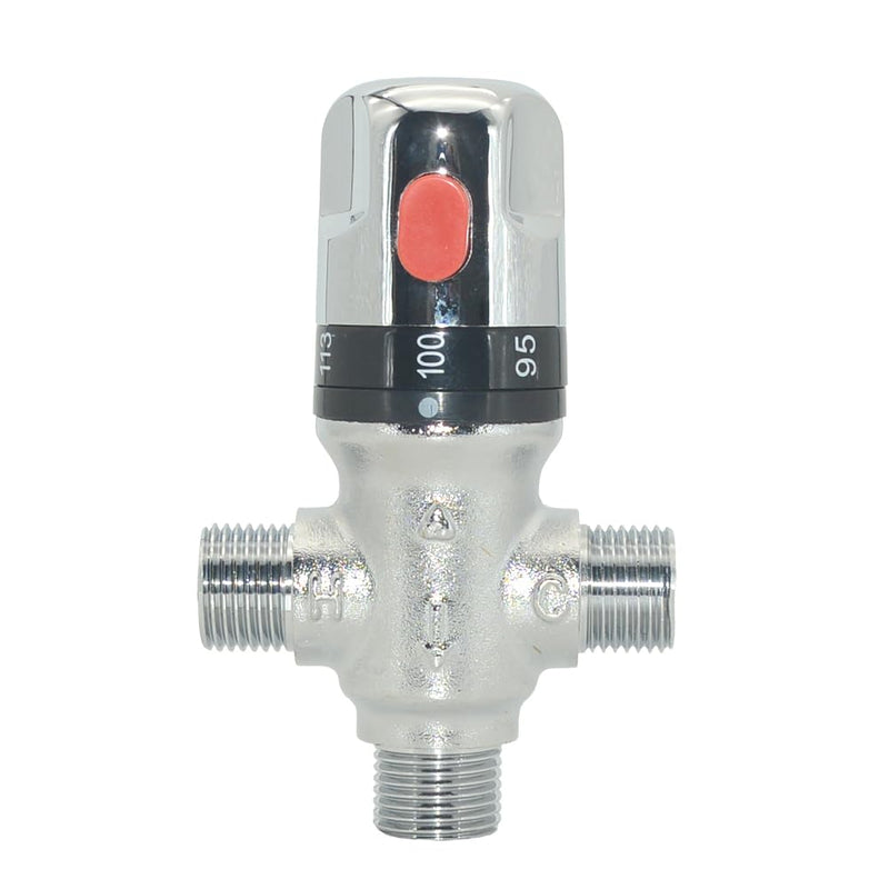 Thermostatic Mixing Valve,Solid Brass- Golden Thermostatic Shower Valve,1/2" NPT Thread Water Heater Mixing Valve for bathroom showers, solar systems and kitchen faucets,etc. (Silver) Silver