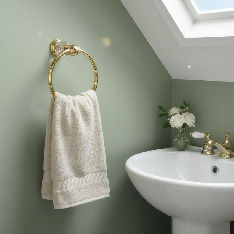 Crystal Towel Ring,Gold Hand Towel Holder Bathroom,Round Hand Towel Rack Wall Mounted Bling Bathroom Accessories Gold a