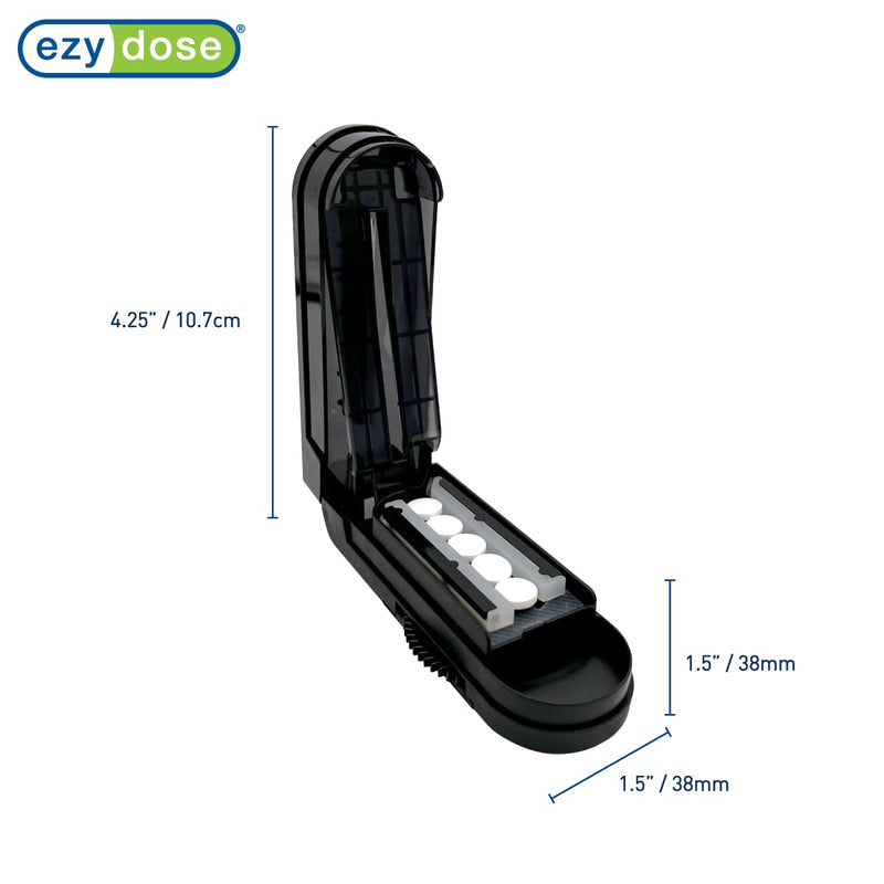 EZY DOSE Multi-Pill Cutter and Splitter with Dispenser, Cuts Multiple Pills, Vitamins & Tablets at Once, Stainless Steel Blade, Easy-to-Use, Travel Size Pill Organizer for Seniors and Adults Black