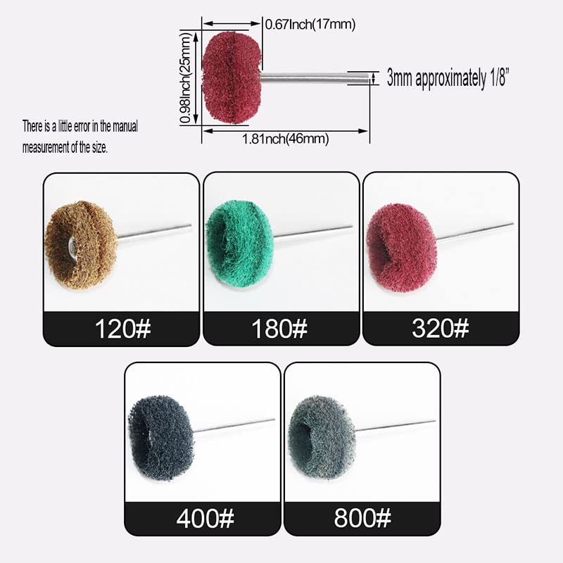 50PCS Abrasive Buffing Polishing Wheel Set for Rotary Tools,Removal of Rust Deburring on Metal Surface with 3mm Shank,Mini scouring pad Brush Polishing kit(grit 320 red 50pcs) grit 320 red 50pcs