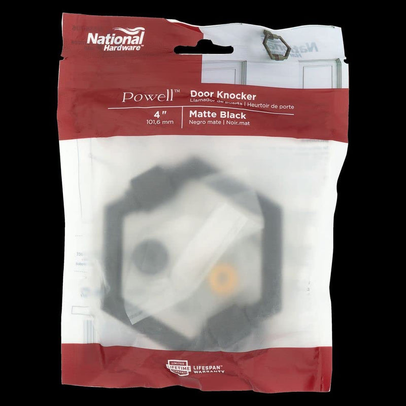 National Hardware N336-706 Powell Door Knocker, Matte Black