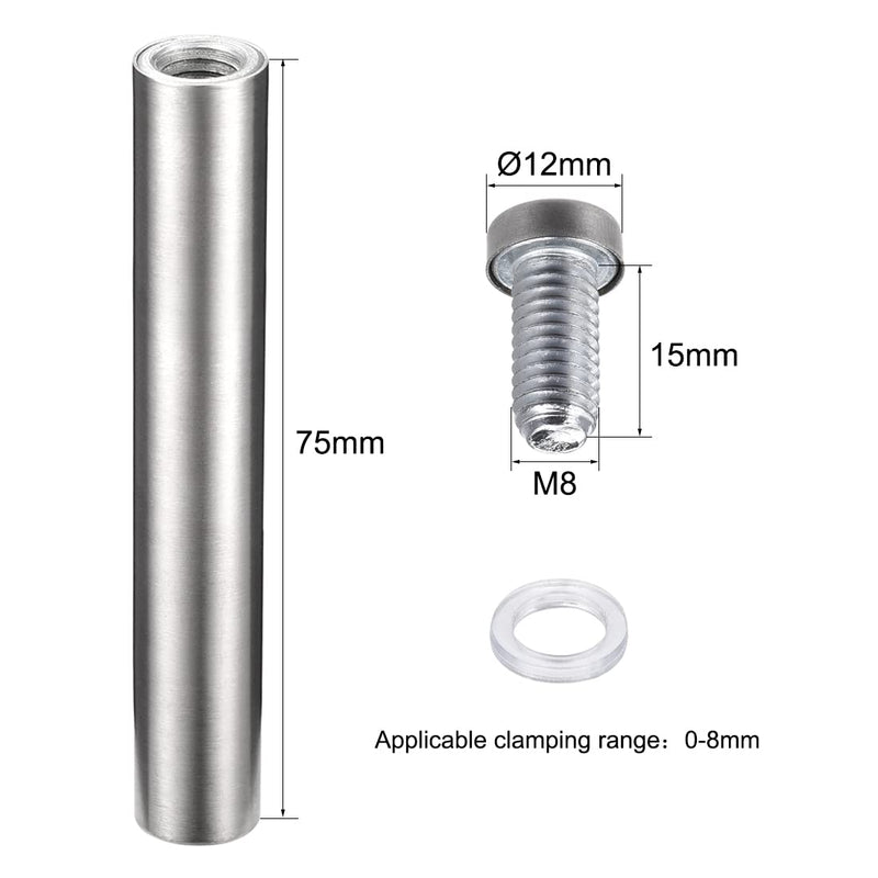 uxcell 1/2 Dia x 3-1/8"(12x80mm) Standoff Screws Wall Mount Sign Holders Acrylic Glass Nails 10pcs 12mmx80mm