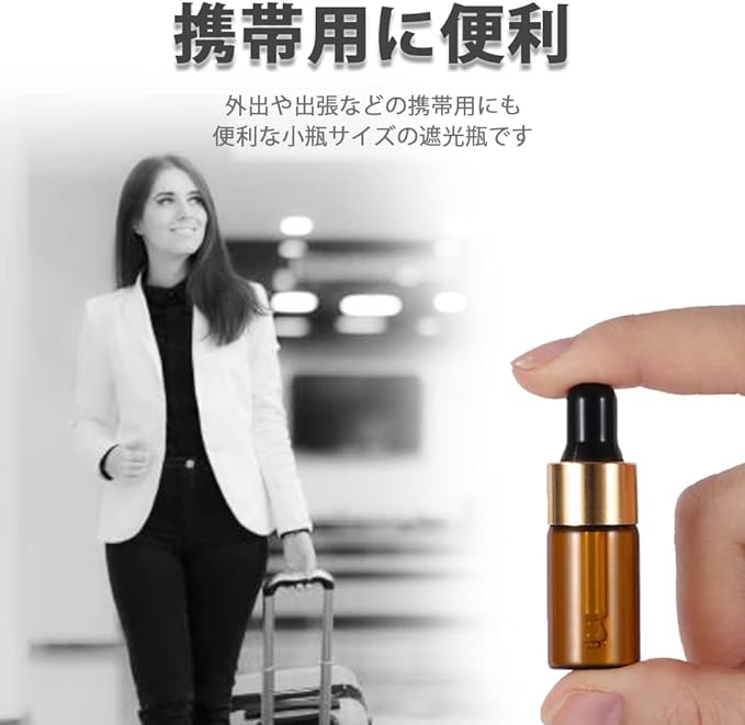 HIRAISM Light Filtering Bottle, Dropper, Small Bottle, Aroma Oil, Essential Oil, Refill, Storage, Glass, Gold Lid, Brown, Set of 20 (0.04 fl oz (1 ml) - NewNest Australia