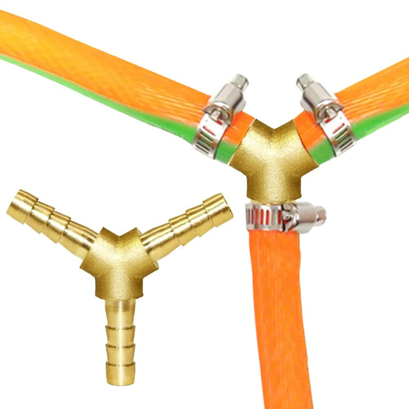 Joywayus 3/16" Hose Barb Y Shaped 3 Way Union Fitting Adapter Intersection/Split Brass Water/Fuel/Air 3/16"