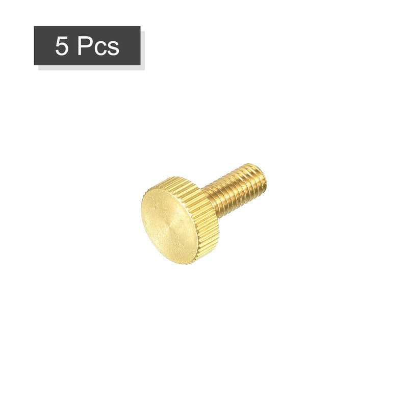 uxcell Knurled Thumb Screws, M6x16mm Flat Brass Bolts Grip Knobs Fasteners for PC, Electronic, Mechanical 5Pcs 5