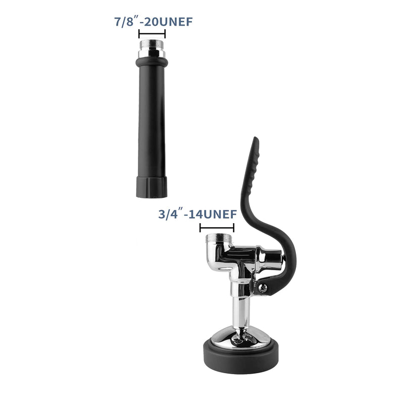 Pre Rinse Sprayer Commercial Sink Sprayer Head,1.42GPM Spray Valve Dish Sprayer Nozzle with Ergonomic Handle, Commercial Faucet Parts for Commercial Kitchen Faucet,Chrome Finished（Black） Black