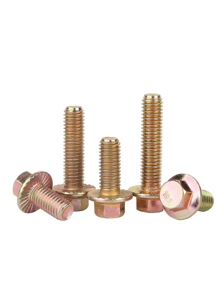 10.9 Grade High-Strength M12-1.25 Hex Flange Fine-Thread Screws, 9 Lengths (25/30/40/50/60/70/80/90/100mm) - 4 Pcs, Color-Zinc Plated, Suitable for Hardware & Car Modification (M12-1.25 * 100mm) M12-1.25*100mm