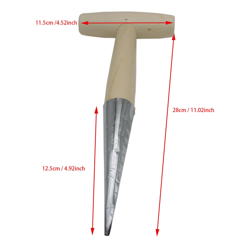 Garden Hand Dibber Seed Planter Tool Stainless Steel Sow Dibbler with Wooden Handle Garden Hole Punch Dibbler Tool for Sowing Seed (1pcs)