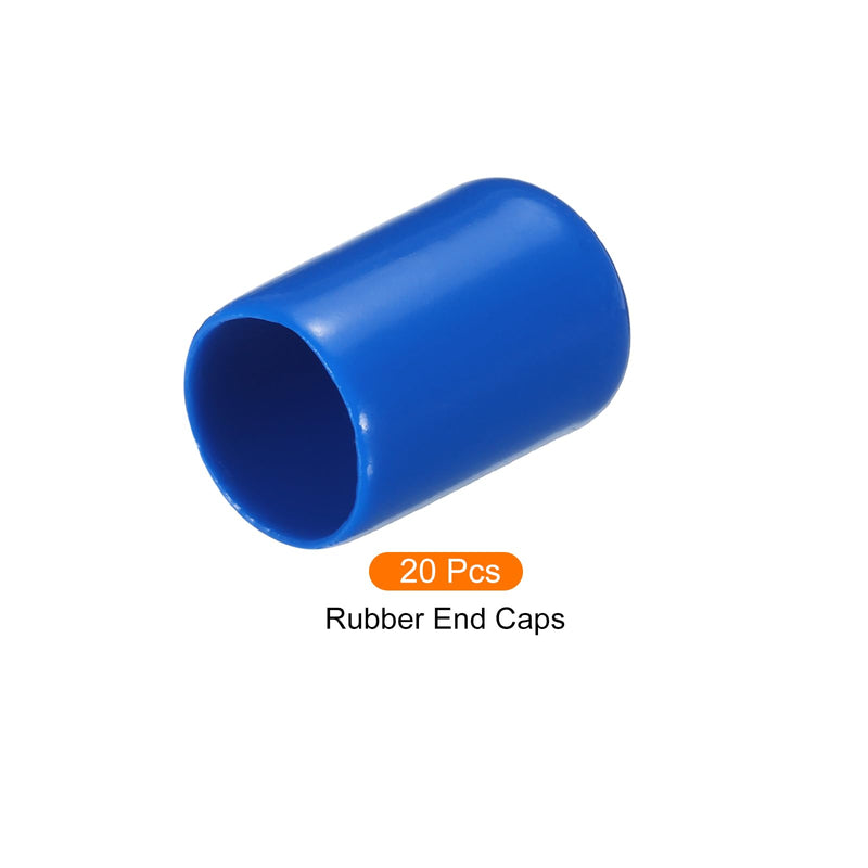 20 Pack Screw Thread Protector Cover Rubber End Caps, [for Screw, Bolt, Rod End Cap] - 1/2 inch(13mm) Inner Dia/Blue 13mm 20