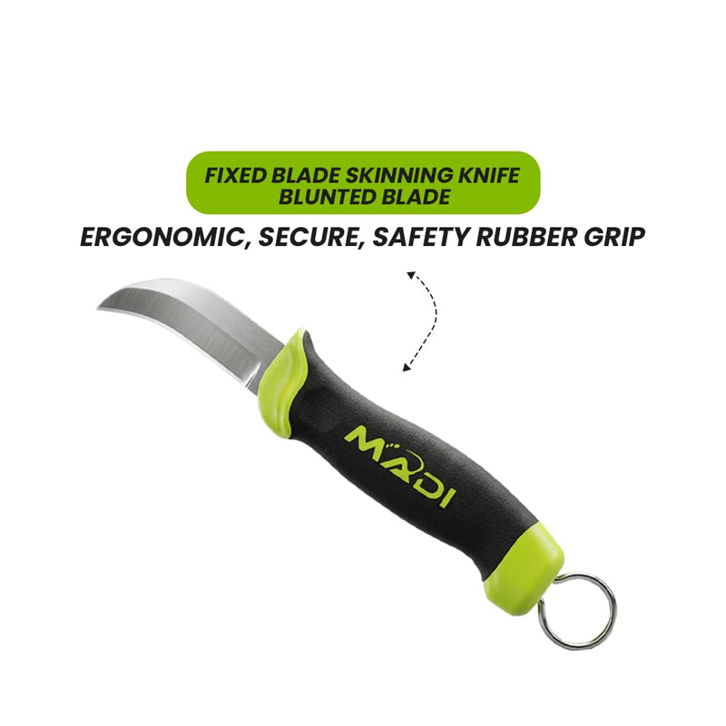 MADI Fixed Blade Skinning Knife – Blunted Utility Blade for Linemen, Electrical & Utility Work - FBSK-3B