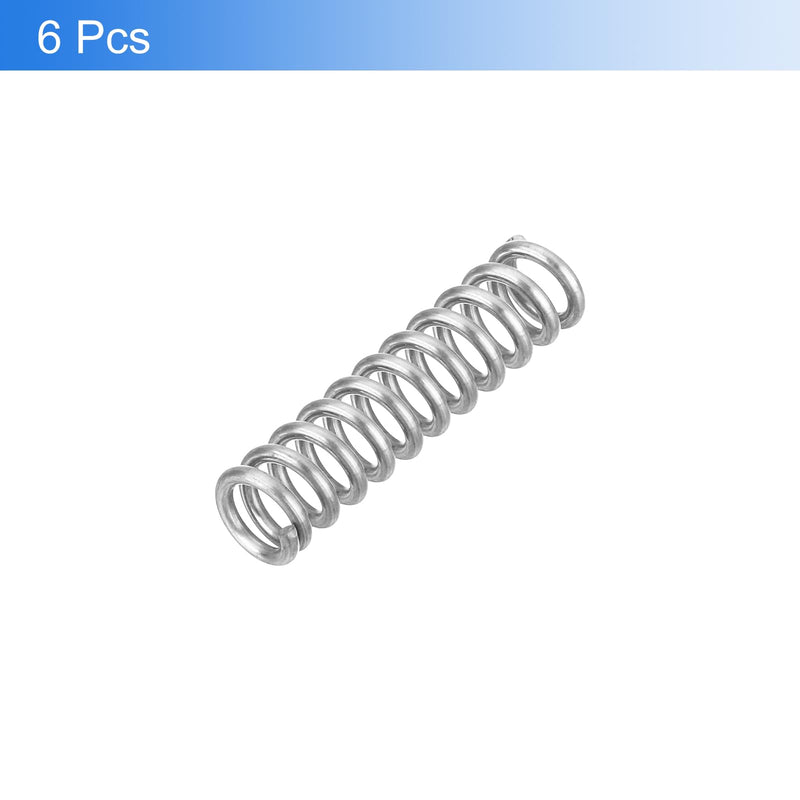 uxcell 6Pcs Compression Springs, 1mm Wire Diameter x 6mm OD x 25mm Length 304 Stainless Steel Extension Spring Ballpoint Pen Pressure Springs for Shop Home Repairs, Silver 1mm x 6mm x 25mm