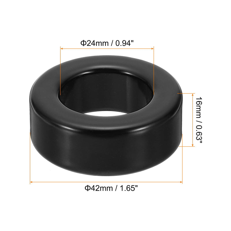 uxcell 5Pcs Toroid Core, 24x42x16mm Iron Ferrite Chokes Ring Power Toroidal Transformer to Stabilize Signal Transmission Resist Electromagnetic Interference, Black