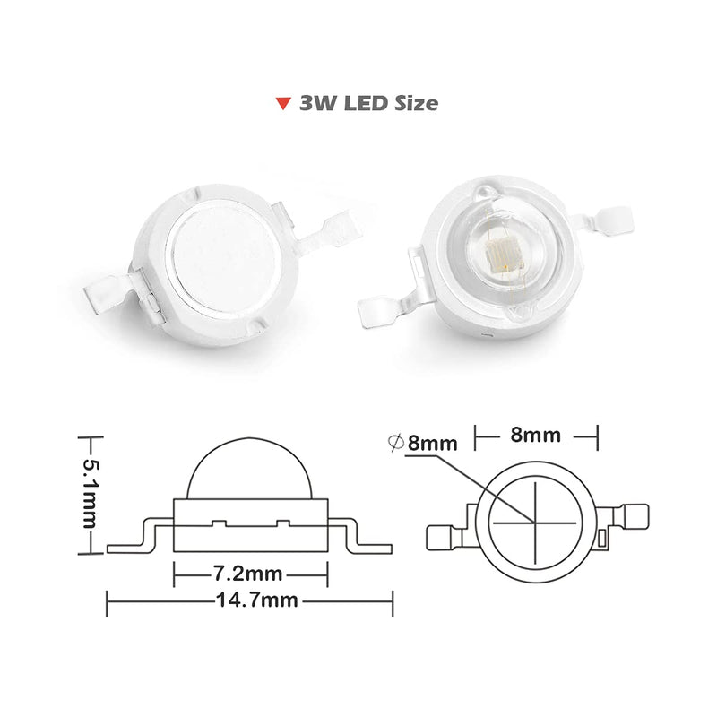 CHANZON 10 pcs High Power Led Chip 3W Purple Ultraviolet (UV 395nm / 400mA - 500mA / DC 3V - 3.4V / 3 Watt) SMD COB Light Emitter Components Diode 3 W Ultra Violet Bulb Lamp Beads DIY Lighting G) Purple Uv (395nm)