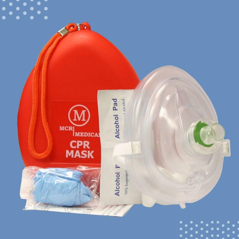 MCR Medical CPR Rescue Mask, Adult/Child Pocket Resuscitator, Hard Case with Wrist Strap