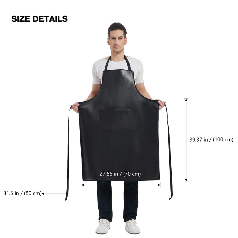 Waterproof Apron, Heavy Duty Work Apron, Artificial Leather Apron Ideal for Chef,Butcher,Barber,Cleaning Black