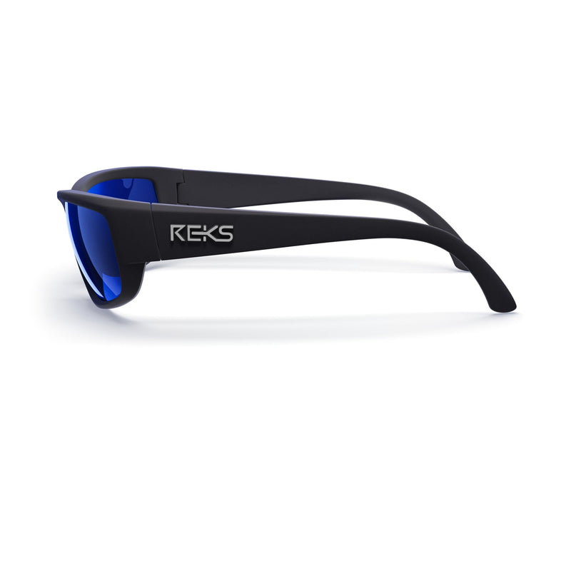 REKS Wrap around Sunglasses - Unbreakable frame Blue Mirror