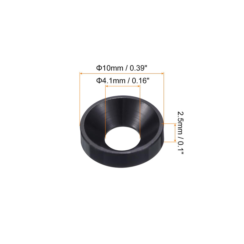 uxcell 50 Pcs M4 Finishing Countersunk Washers, Aluminum Alloy Screw Gaskets, Cup Head Washer Gasket for Mechanical Accessories Parts, Black