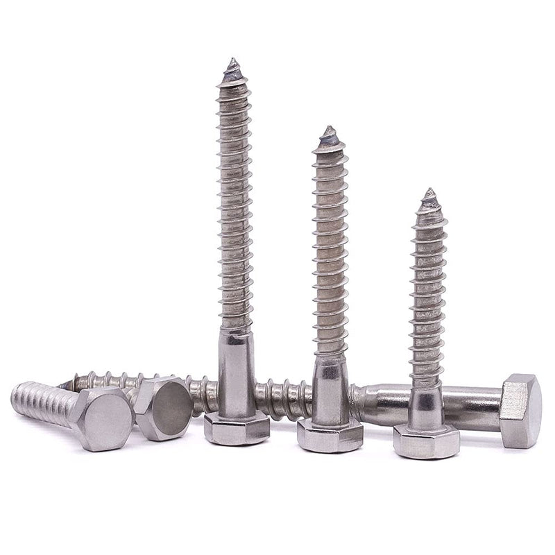 3/8" x 1-1/2" Hex Head Lag Screws Lag Bolts, 304 Stainless Steel 18-8, Deck Screws, Hexagon Head Wood Screws 10 PCS 3/8 x 1-1/2"
