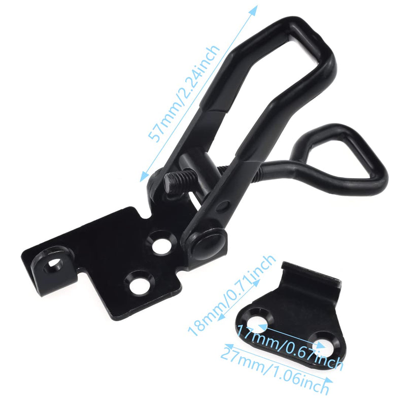 2 PCS Adjustable Metal Toggle Latch Clamps Heavy Duty Quick Release Hasp Latch with Lock Hole 100KG/ 220lbs Holding Capacity Catch Kit for Gate Cabinet Door Box Case, Black, Small