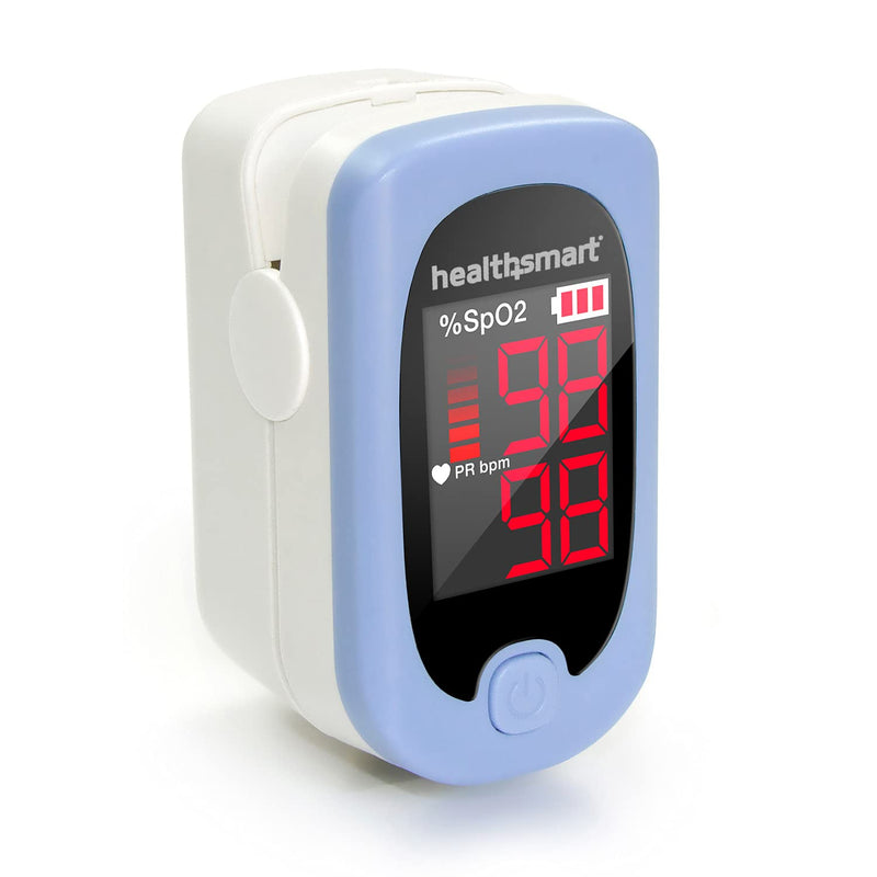 HealthSmart Pulse Oximeter for Fingertip, Displays Blood Oxygen Saturation & Pulse Rate, Accurate & Reliable, Batteries & Lanyard Included Red OLED ONE SIZE
