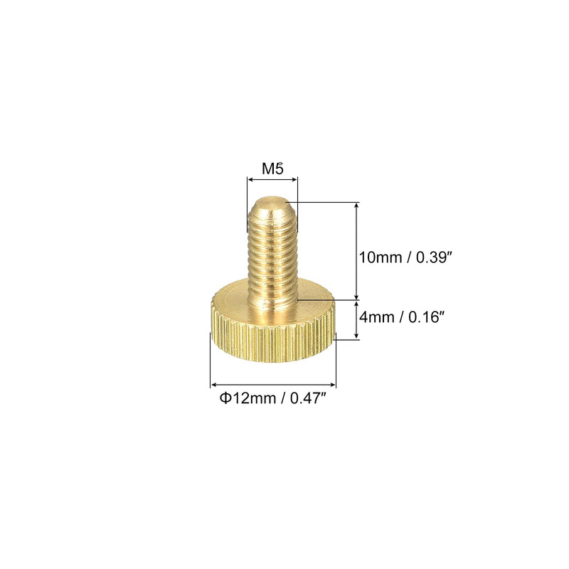uxcell Knurled Thumb Screws, M5x10mm Flat Brass Bolts Grip Knobs Fasteners for Home, Electronic, Machine 5Pcs