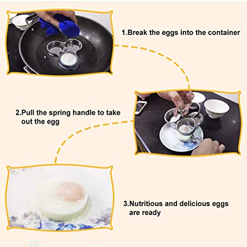 JTLB Stainless Steel Egg Poachers 3 Grids Non Stick Egg Cups for Quick Cooking and Breakfast Tool (Silver) Silver