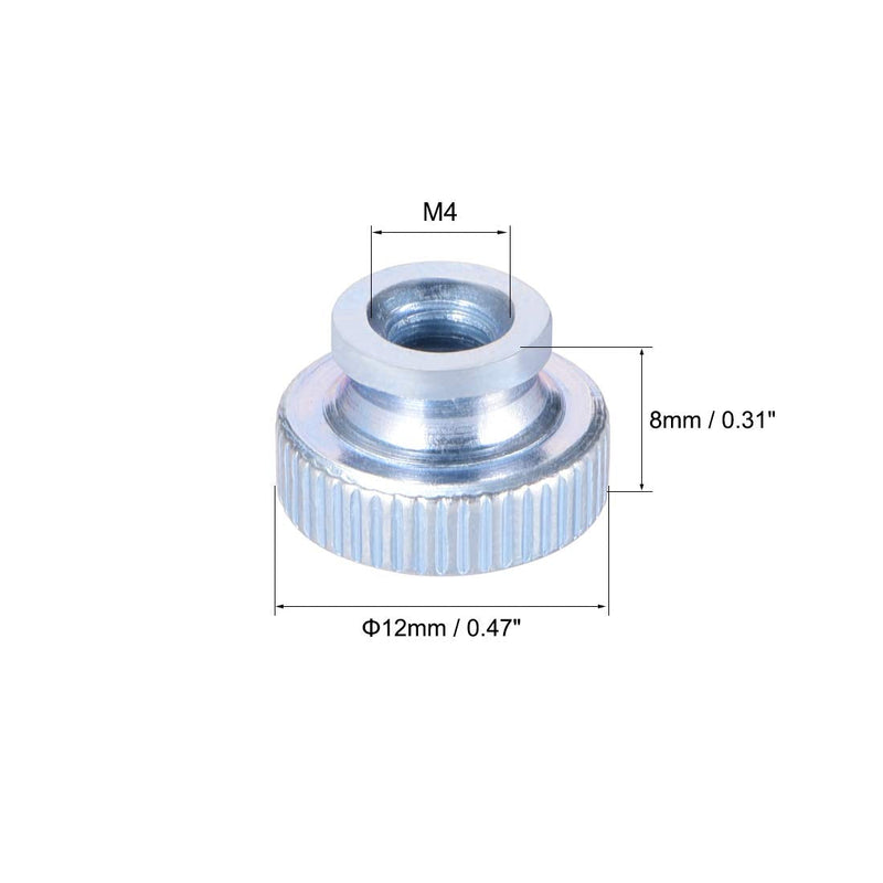 uxcell Knurled Thumb Nuts, 30Pcs M4x0.7mm Iron Round Knobs Fasteners for 3D Printer Parts, Silver Tone M4