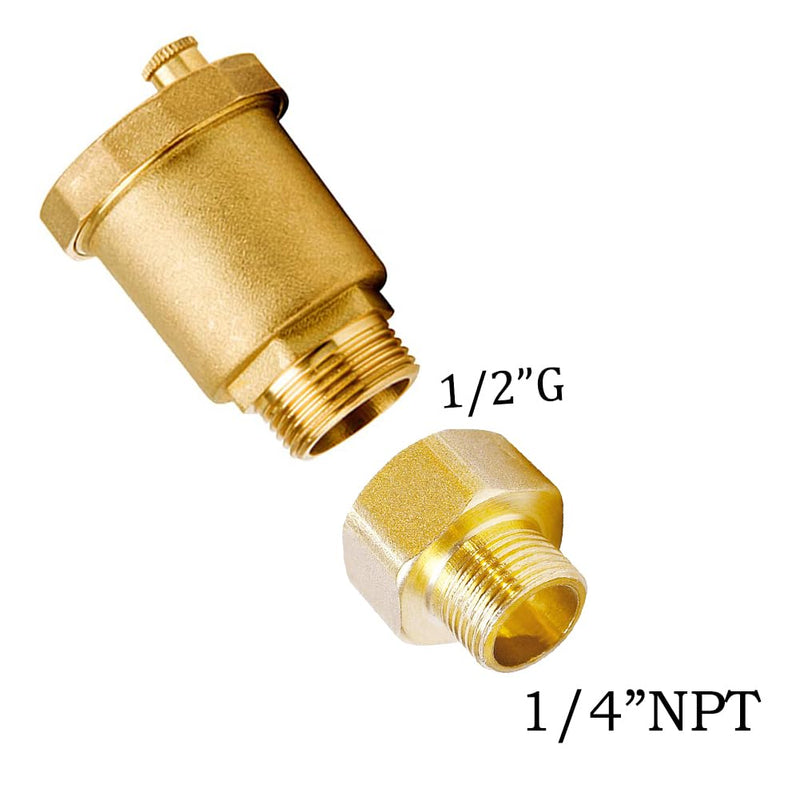 Joywayus Brass Automatic Float Valve Kit 1/4"NPT Air Bleeder Release Vent Valve Pipe Fitting Connector Adapter