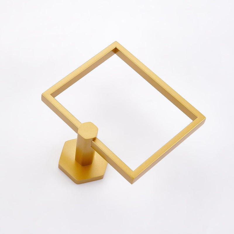 MIYILI Hexagonal Towel Ring Gold Stainless Steel Bathroom Wall Mount, Modern Hand Towel Holder for Home Upgrade