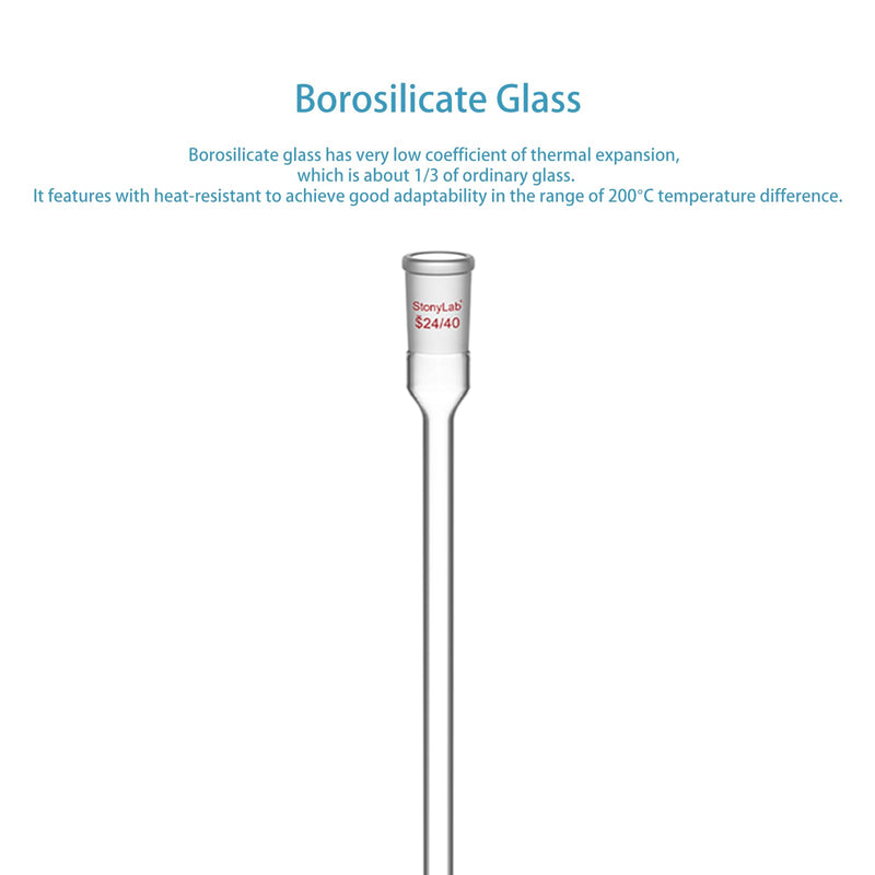 stonylab Air Condensation Tube, Borosilicate Glass Reflux Condenser with 24/40 Standard Joint 400 mm Jacket Length, 16 mm Diameter Lab Glass Condenser for Distillation Experiment