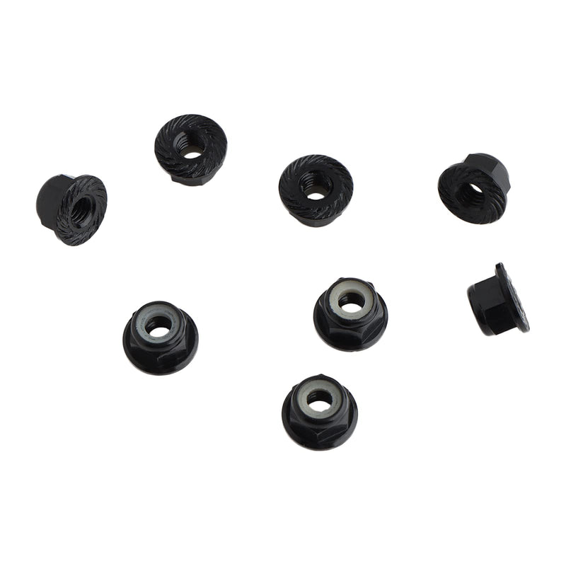 8PCS Flange M4 Lock Nuts Serrated Nylon Self-Tightening Aluminum M4 Wheel Hardware for Axial HPI TLR ECX Model RC Car Vehicles Upgraded Replacement Parts (Black) Black