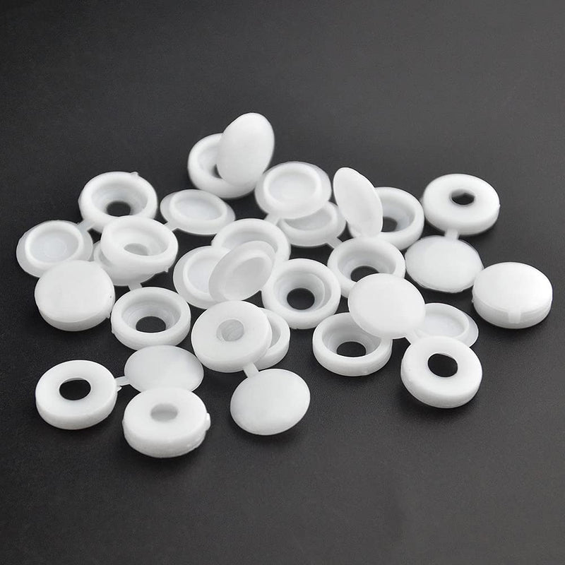 XINGYHENG 400Pcs Plastic Hinged Screw Covers Caps Fold Screw Snap Cap Washer Flip Tops for Furniture Desk Cabinets and Wall (White) 400
