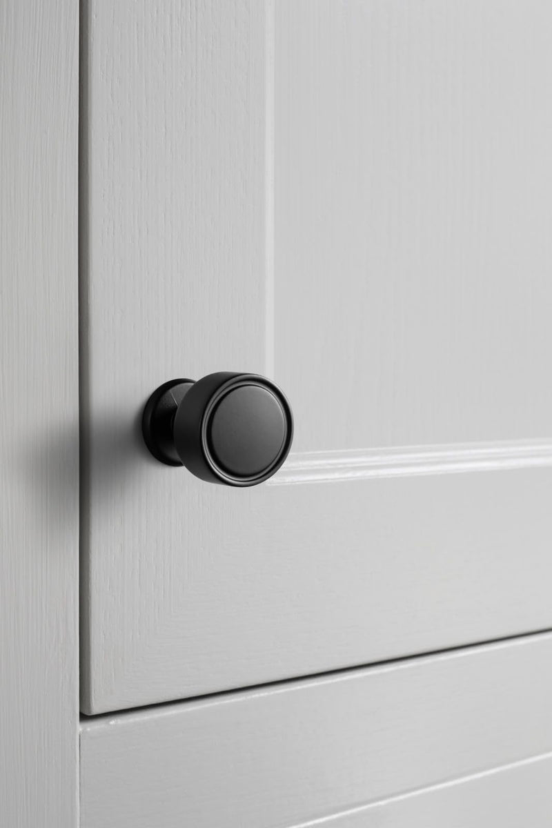 6 Pack Matte Black Cabinet Knobs, Single Hole Round Drawer Handle | Solid Zinc Alloy Drawer Pulls & Door Handles, Kitchen Pulls Modern Cabinet Hardware for Dresser Drawers