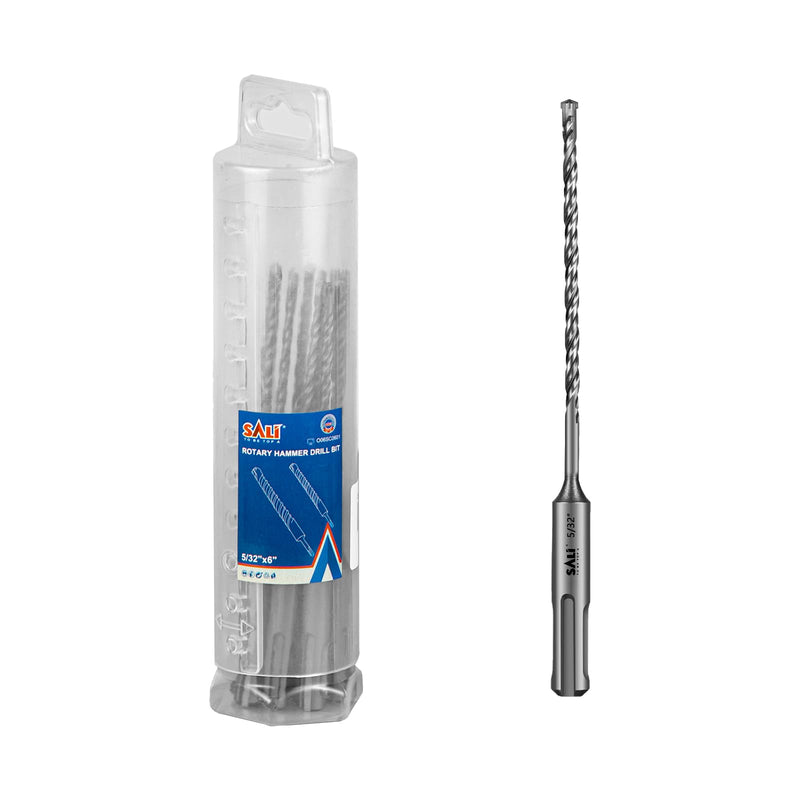 SALI 10 Pcs 5/32"*6" SDS Plus Rotary Hammer Drill Bit Concrete Drill Bit Kit Cross-Type Double Thread Carbide Material Suitable for Concrete, Brick, Cement Walls, Stone, Hammer Drill Bits for Concrete 5/32 in*6 in