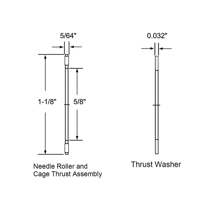 uxcell NTA1018 Thrust Needle Roller Bearings with Washers 5/8" Bore 1-1/8" OD 5/64" Width 2pcs 5/8"x1-1/8"x5/64"
